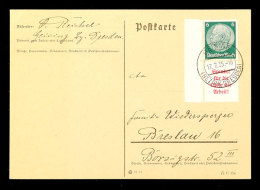 A5+6 Pf. Hindenburg 1934, Mit Bogenrand Portorichtige Einzelfrankatur Auf Postkarte Von GEISING 17.7.35 Nach... - Otros & Sin Clasificación