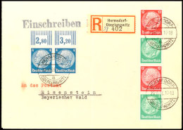 12+5+12+5 Pf. Hindenburg 1933, Wz. Waffeln, Senkr. Mit Oberrandpaar 4 Pfg Hindenburg (Nr. 514) Portorichtig Auf... - Otros & Sin Clasificación