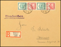 8+15+8+15 Pfg Nothilfe 1931, Senkr. 4er-Streifen Auf R-Brief Von ERFURT 25.6.32 Nach Weimar (1 Pf.... - Otros & Sin Clasificación