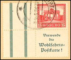 15 Pfg + A1, Nothilfe 1930, Mit Anhängenden Zwischenstegen, Gestempelt LEIPZIG 5.12.30, Fotobefund Dr.Oechsner... - Otros & Sin Clasificación