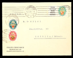 A2+5 Pf. Mit 8+15 Pf. Nothilfe 1929 Auf Auslandsbrief Von HAMBURG 15.2.30 Nach Zürich, Katalog: W35,S68... - Otros & Sin Clasificación