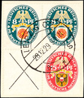 8+X Nothilfe 1929 Mit 8+15 Pf. Als 4er-Block Auf Briefstück, Zentrisch Gestempelt LEIPZIG 28.12.29, Gepr. Dr.... - Otros & Sin Clasificación