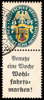 8 Pfg. + A2 Nothilfe 1928-Zusammendruck, Gestempeltes Prachtstück, Mi. 400.-, Katalog: S62 O8 Pfg. A2 Help... - Otros & Sin Clasificación