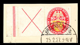 X+10 Pf. Nothilfe 1926 Mit Rand Auf Briefstück, BRAUNSCHWEIG 25.2.27, Kurzbefund Dr.Oechsner BPP: "echt Und... - Autres & Non Classés