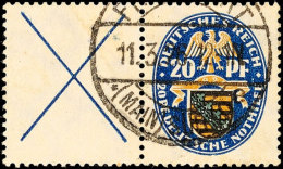 X + 20 Pfg Nothilfe 1925, Gestempelt FRANKFURT 11.3.26, Bugspur Und Kl. Schürfung, Fotobefund Dr. Oechsner... - Autres & Non Classés