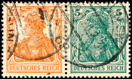 7 1/2 + 5 Pfg. Germania, Gestempelt, Tadellos, Gepr. Infla, Mi. 250.-, Katalog: W6ba O7 + 5 Pfg. Germania,... - Otros & Sin Clasificación