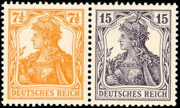 7½+15 Pf. Germania, Waagerecht, Postfrisch (leichter Kalanderbug), Mi. 380.-, Katalog: W11ba **7½... - Autres & Non Classés