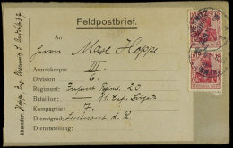 10 Pfg Germania, 2x Auf Feldpost-Adressenträgerteil Aus CHEMNITZ 22.9.14 Ins Feld, Schwerer Brief!, Katalog:... - Otros & Sin Clasificación