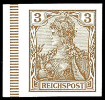 3 Pfg Reichspost, Ungezähnt, Vom Linken Seiterand, Tadellos Postfrisch, Unsigniert, Mi. 2.000.-, Katalog: 54aU... - Otros & Sin Clasificación