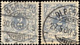 2 Pf. Grau Mit Plattenfehler I Und II, Je Tadellos Gestempelt, Gepr. BPP, MI. 220.-, Katalog: 52I+II O2 Pf.... - Otros & Sin Clasificación