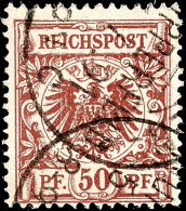 50 Pfg Lilabraun Auf Y-Papier Mit Plattenfehler II, Tadellos, Gestempelt, Fotobefund Petry BPP, MI. 350.-++... - Otros & Sin Clasificación