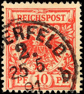 10 Pf. Braunrosa Mit Seltenem Plattenfehler VIII, Tadellos, Gestempelt, Gepr. Zenker BPP, Mi. 300.-, Katalog:... - Otros & Sin Clasificación