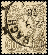 50 Pfge. Dunkelgrau, Gestempelt "(?)ENBACH 22 3 76", Gepr. Zenker BPP, Mi. 420.-, Katalog: 36b O50 Pennies Dark... - Otros & Sin Clasificación