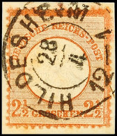 2 1/2 Gr. Braunorange, Kabinettbriefstück Mit Nachverw. Hannover-K2 "HILDESHEIM", Gepr. Krug BPP, Katalog: 21a... - Otros & Sin Clasificación