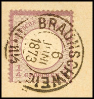 1/4 Gr. Grauviolett Mit DKr. "BRAUNSCHWEIG 6 JUNI 1873", Auf Briefstück, Kabinett, Katalog: 16 BS1 / 4 Gr.... - Otros & Sin Clasificación