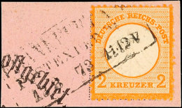 2 Kr. Orange Mit Ra3 "FRANKFURT A.M./ POSTEXPED/ 13.3.73", Auf Briefstück, Tadellos, Geprüft Krug BPP,... - Otros & Sin Clasificación