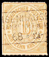 18 Kr. Olivbraun, Tadellos Gestempeltes Prachtstück, Entwertet Mit Ra3 "SACHSENHAUSEN Frankfurt A. Main", Mi.... - Otros & Sin Clasificación