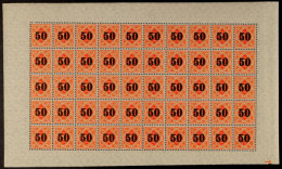 50 Auf 25 Pfg. Orange, Bogen Zu 50 Marken, Postfrisch, Mi. 75.-, Katalog: 188Bogen **50 On 25 Pfg. Orange,... - Otros & Sin Clasificación