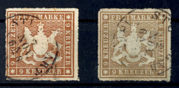 9 Kr Rötlichbraun Und Fahlbraun Je Tadellos Gestempelt, Kabinett, Mi. 250,--, Katalog: 33a+b O9 Kr Reddish... - Otros & Sin Clasificación