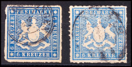 6 Kr. Blau Und 6 Kr. Hellblau, Tadellos, Gestempelt, Gepr. Heinrich BPP, Mi 180.-, Katalog: 32a/b O6 Kr. Blue... - Otros & Sin Clasificación