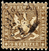 9 Kr. Schwarzbraun Gestempelt, Mängel, Mi. 220.-, Katalog: 28d O9 Kr. Black Brown Used, Defects, Michel... - Otros & Sin Clasificación