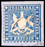 6 Kr. Blau, Gestempeltes Kabinettstück Auf Briefstück, Mi. 70.-, Katalog: 27a BS6 Kr. Blue, Cancelled... - Otros & Sin Clasificación