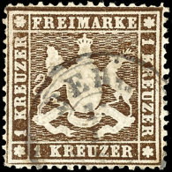 1 Kr Dünnes Papier In B-Farbe Gestempelt, Etwas Erhöht Gepr. Heinrich BPP, Mi. 320,--, Katalog: 16yb... - Otros & Sin Clasificación