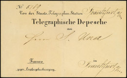 "FRANKFURT" - 2 Versch. Gebrauchte Telegrafische Depeschen Ohne Poststempel (ca. 1854)  BFFRANKFURT - 2 Various... - Otros & Sin Clasificación