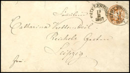 "FRIELENDORF 19.11.1867", EKr. In Schwarz, Zwei Klare Abschläge Auf Preußen Ganzsachenumschlag 3 Sgr.... - Other & Unclassified