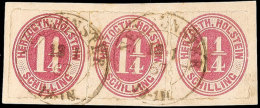1 1/4 S. Bräunlichlila Durchstochen, 3x Als Streifen Verklebt Auf Pracht-Briefstück Mit K2... - Schleswig-Holstein