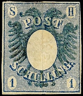 1 Schilling Blau, Adler Mit Wappen, Abart "ohne Senkrechten Seidenfaden", Allseits Gut Gerandet Und Mit Voller... - Schleswig-Holstein