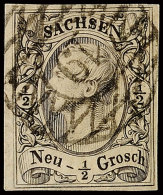 "19" - Meissen (Type I), Klar Auf Tadelloser 1/2 Ngr. König Johann I. In Type I, Bestens Gepr. Rismondo BPP,... - Saxe