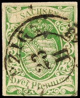 3 Pf Grün Tadellos Gestempelt, Kabinett, Mi. 120.-, Katalog: 2II O3 Pf Green Neat Cancelled, Superb In... - Saxe