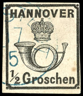 1/2 Gr. Schwarz Tadellos Gestempelt, Tiefst Gepr. Pfenninger, Mi. 250,--, Katalog: 17y O1 / 2 Gr. Black Neat... - Hanovre