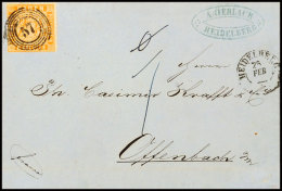 6 Kr. Hellgelborange Mit Nummernstempel "57" Auf Faltbriefhülle Von "HEIDELBERG 25 FEB 1863" Nach Offenbach,... - Autres & Non Classés