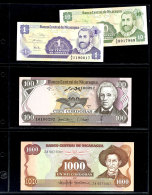 Nicaragua, Lot Von 4 Banknoten, Alle Kassenfrisch.  Nicaragua, Lot Of 4 Banknotes, All Mint Never Used. - Otros & Sin Clasificación