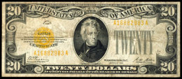 USA, 20 Dollars, 1928, Andrew Jackson, Gold Certificate, Seriennummer A16882983A, Erhaltung III-IV., Katalog: Pick... - Autres & Non Classés