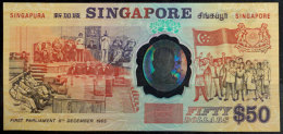 Singapur, 50 Dollars, 1990, Silber Hologramm Von Yusof Bin Ishak, Seriennummer A 107515, Kassenfrisch, Erhaltung... - Autres & Non Classés