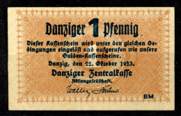 Danzig, 1 Pfennig, 1923, Zentralkassenschein, Danziger Zentralkasse, Erhaltung II., Katalog: Ros 811 IIGdansk,... - Otros & Sin Clasificación