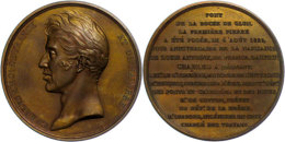 Frankreich, Karl X., Bronzemedaille (Durchmesser Ca. 52mm, 61,02g),1825, Von F. Gayrard, Auf Die Brücke... - Otros & Sin Clasificación