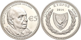 5 Euro, 2014, Kostas Montis, Auflage Nur 1500 Stück, Mit Zertifikat In Ausgabeschatulle, PP.  PP5 Euro,... - Chypre