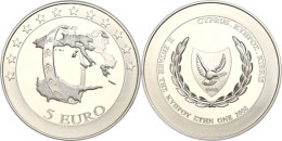 5 Euro, 2008, Inselkarte Von Zypern Mit Währungsband, Schön 99, KM 88, Mit Zertifikat In... - Chypre