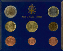 2002, Euro KMS 1 Cent Bis 2 Euro, Papst Johannes Paul II., Im Folder, St.  St2002, Euro KMS 1 Cent Till 2 Euro,... - Vaticano (Ciudad Del)