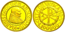 100.000 Lire, Gold, 2001, Christliche Symbole - Papst Johannes Paul II., KM 391, Schön 342, Im... - Vaticaanstad