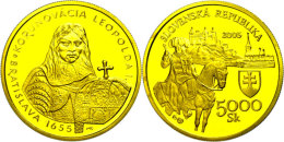 5000 Kronen, Gold, 2005, Krönung Leopold I., 8,55g Fein, KM 83, Mit Zertifikat In Ausgabeschatulle, PP. ... - Eslovaquia