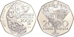 2000 Kronen, 2000, Bimilenium, 4 Unzen Silber, Achteckig, KM 51, Auflage Maximal 4000 Stück!, Mit Zertifikat... - Slovaquie