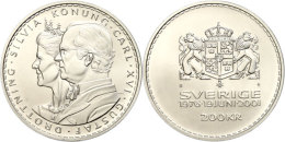 200 Kronen, 2001, 25. Hochzeitstag Von König Carl XVI. Gustaf Und Silvia, KM 896, Mit Zertifikat In... - Suecia