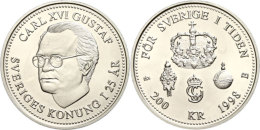 200 Kronen, 1998, Thronbesteigung König Carl XVI. Gustaf, KM 892, Im Blister, St.  St200 Coronas, 1998,... - Suède