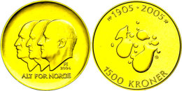 1500 Kroner, Gold, 2004, Erdölförderung, KM 475, Schön 130, Im Holzetui Mit Kapsel Und Zertifikat,... - Noorwegen