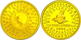 10 Euro, Gold, 2004, 50 Jahre Statut Für Das Königreich Der Niederlande, KM 251, Schön 137, Im... - Otros & Sin Clasificación